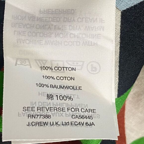 J.Crew  Off The Shoulder In Ratti Graphic Diamond Blouse Green Brown Size S - Picture 7 of 12